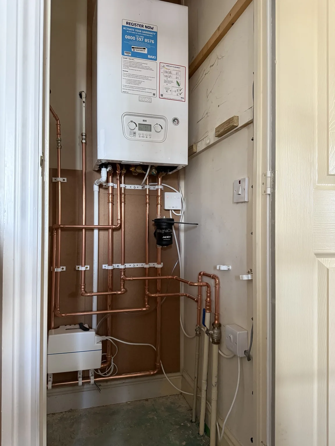 Boiler installation in a utility room