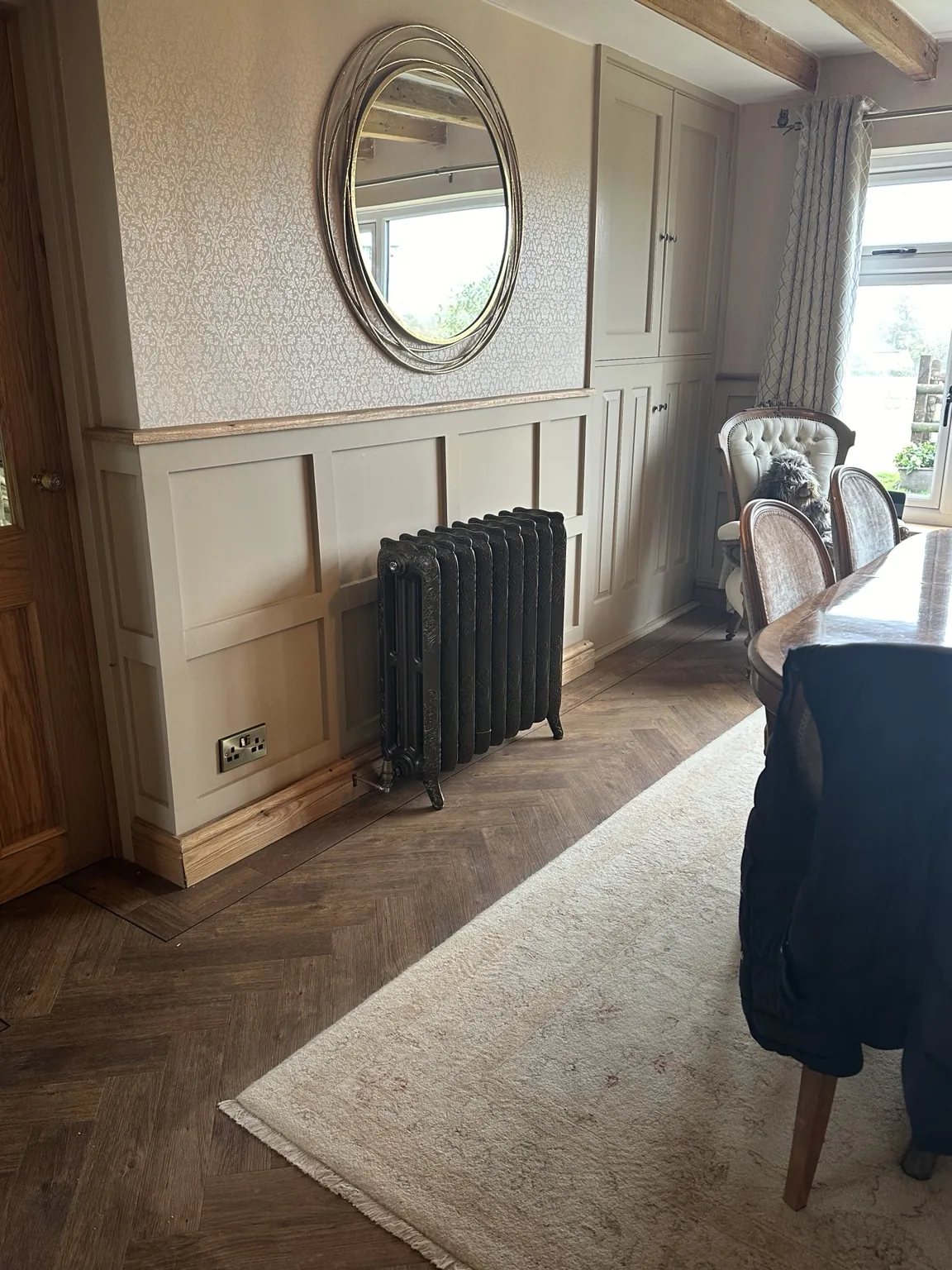 Radiator installation in a living room