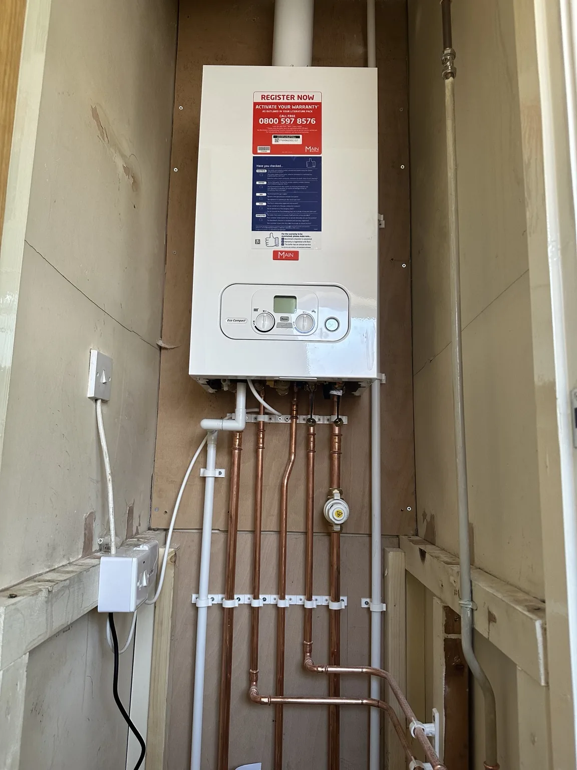 Wall mounted boiler installation