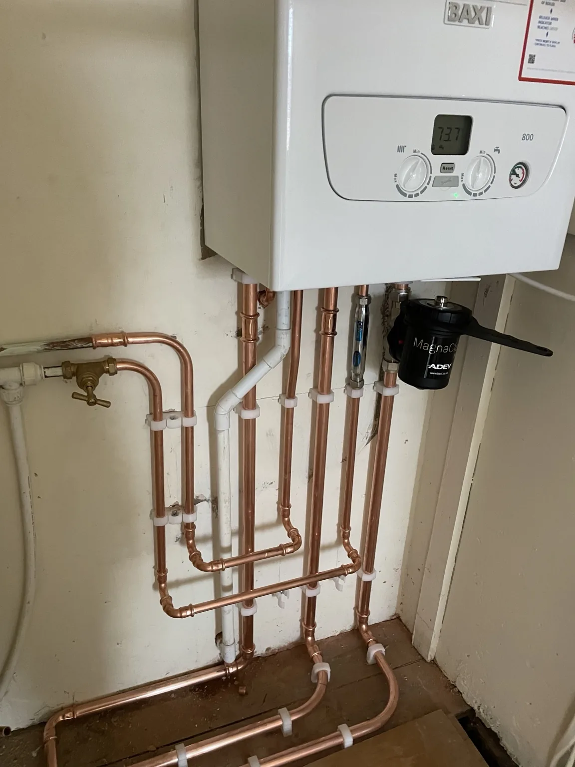 Copper boiler pipework installation
