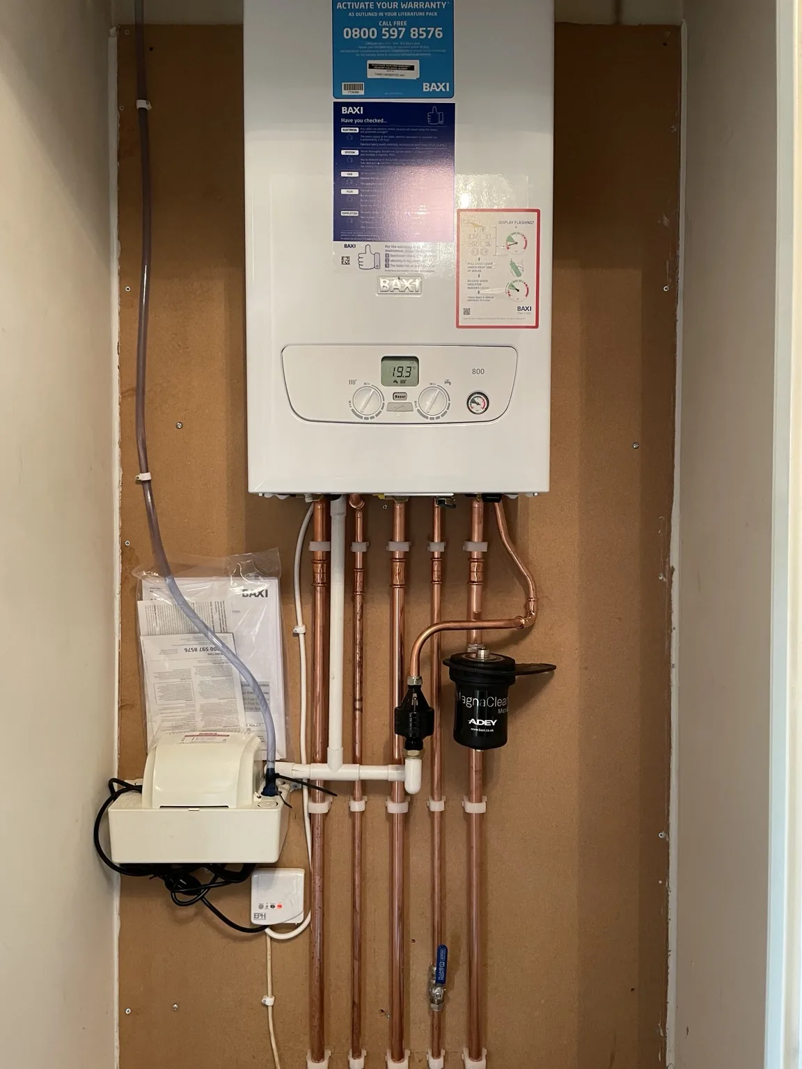 Boiler and pipework installation
