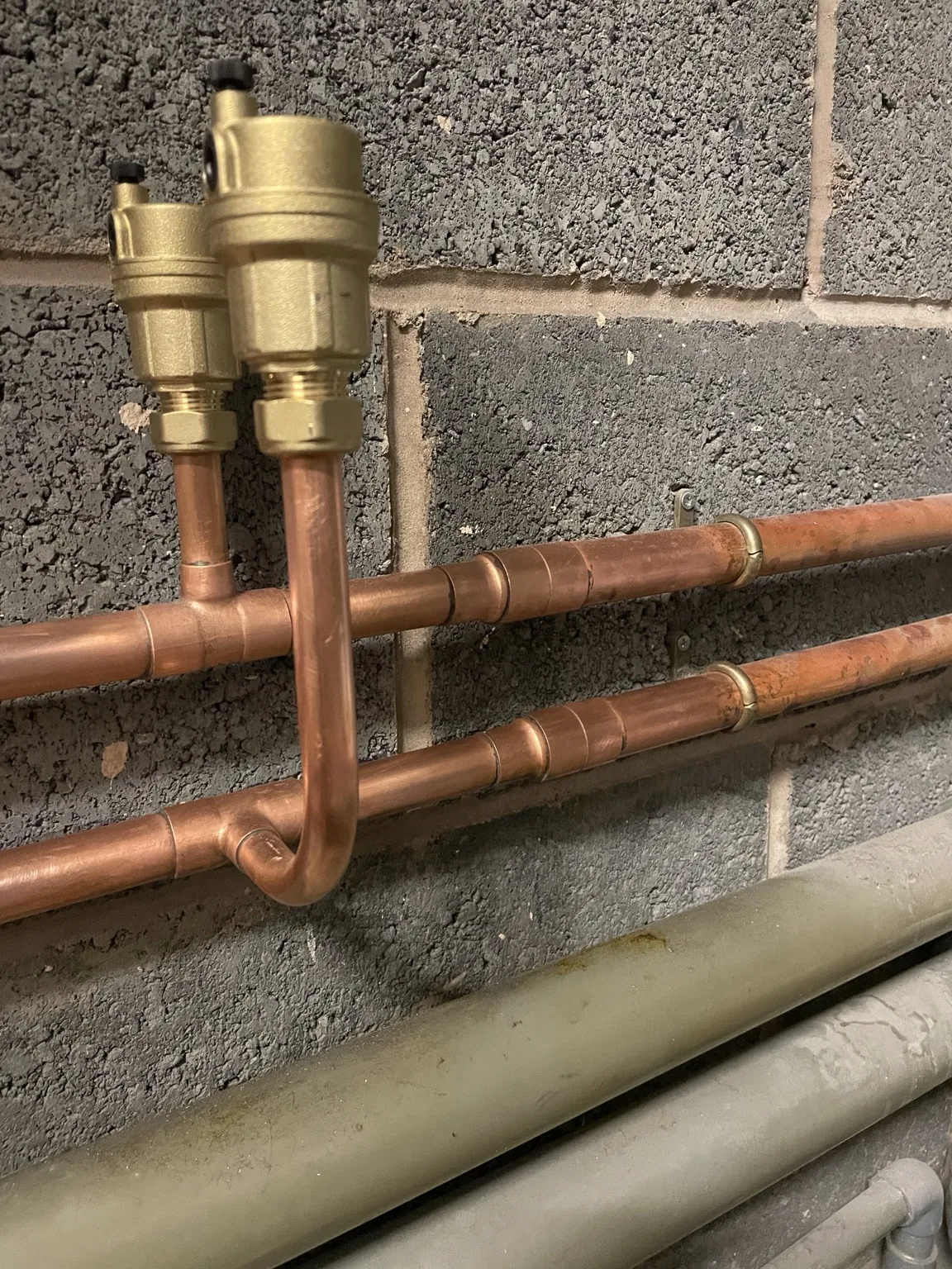 Copper heating pipework installation