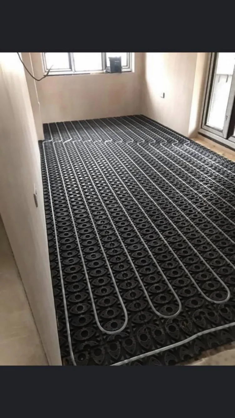 Underfloor heating pipework before flooring